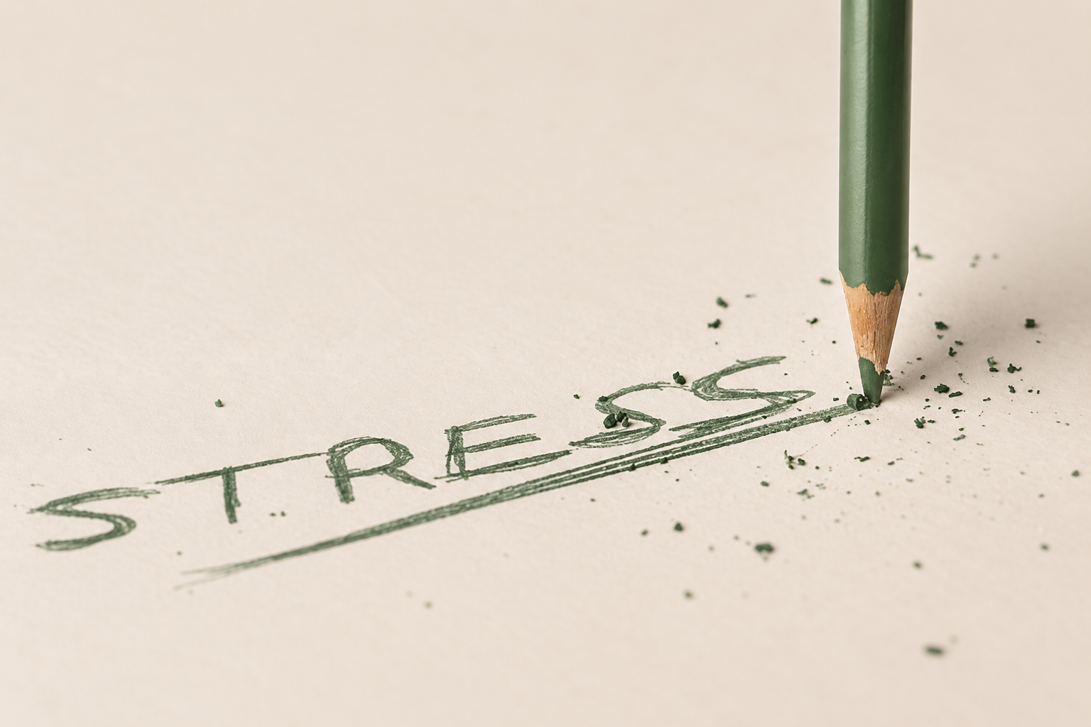 Potlood dat 'stress' schrijft op blad